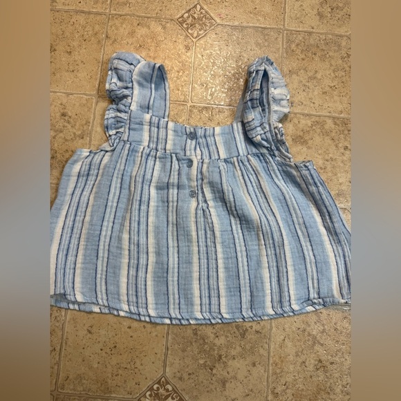 Girls Btween Two-Piece Blue and White Striped Top and Blue Pants Size 7 - Picture 3 of 6